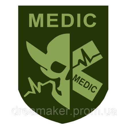 Шеврон с черепом "Медик" (MEDIC) (AN-12-291-2)