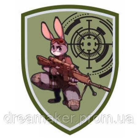 Шеврон снайпера "Боевой кролик" хаки (AN-12-389)