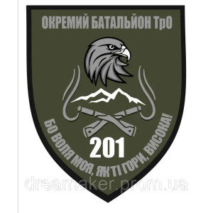 Шеврон 201 окремий батальйон територіальної оборони 201 ОБТРО  на липучці ЗСУ (AN-12-574-5)