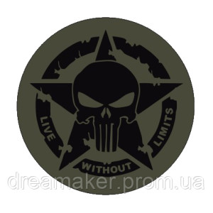 Шеврон Череп-каратель звезда "live without limits" (AN-12-1112)
