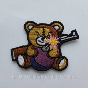 Шеврон бойовий ведмедик з бомбою та рушницею (ВШ-369)