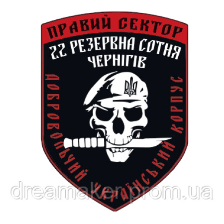 Шеврон Правий сектор 22 резервна сотня ДУК Чернігів (AN-12-1182)