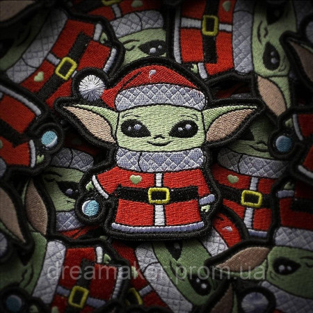 Шеврон новогодний малыш Йода Санта Клаус (вш-326)
