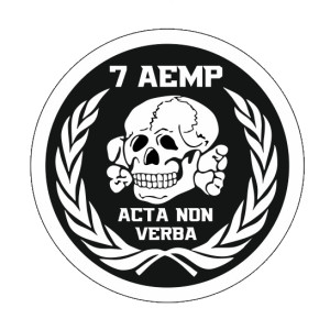 Шеврон череп 7 аэромобильная рота "acta non verba" (действия а не слова) (AN-12-1244)