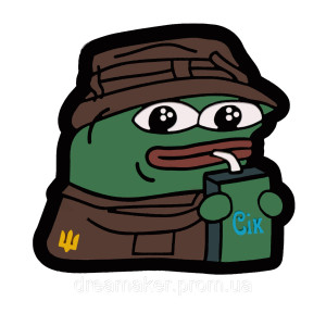 Шеврон лягушка Пепе воин пьет сок (вш-739). Photo 2