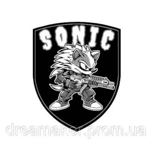 Шеврон "ёж Соник" Sonic боевой ежик с автоматом (AN-12-892-2)