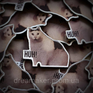 Шеврон котик "HUH!" cat кот ХУХ (AN-12-1650)