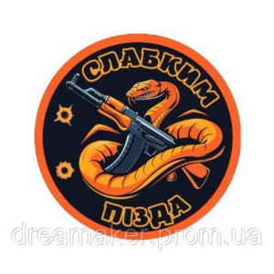 Шеврон автомат зі змією "Слабким пізд*" (AN-12-1592). Photo 3