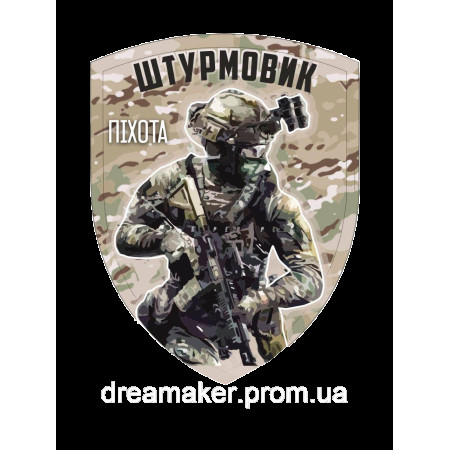 Шеврон пехотинца камуфляжный "Штурмовик" пехота (AN-12-1044-5)