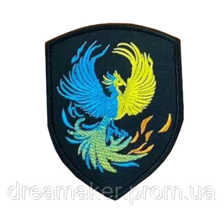 Шеврон птица Феникс жёлто-голубой (вш-913)