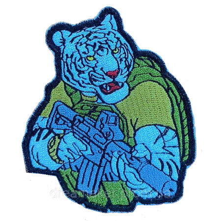 Шеврон боевой тигр с автоматом (вш-1534)