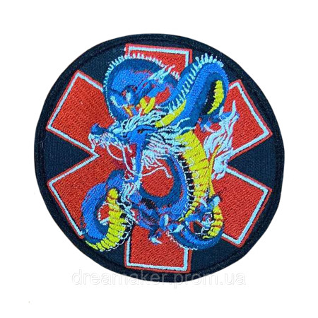 Шеврон Медичний хрест з драконом  (вш-1570)