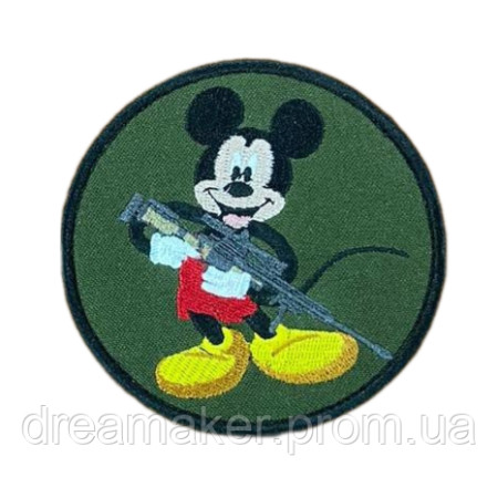 Шеврон Микки Маус со снайперской винтовкой "Mickey Mouse Sniper" вышивка (вш-1011)