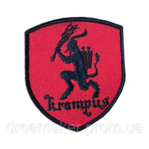 Шеврон червоний "Krampus" Викрадач Різдва вишивка ЗСУ (ВШ-1018)
