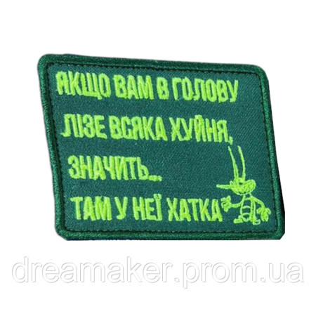 Шеврон Если вам в голову лезет всякая ху@ня значит там у нее дом вышивка (вш-1096)