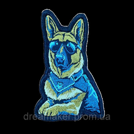 Шеврон вышитый кинологичной службы с изображением собаки (ВШ-877-216)