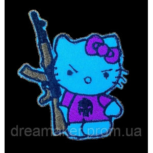 Шеврон вишитий Hello Kitty Хелоу Кіті з автоматом (ВШ-887-222)