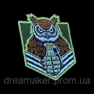 Шеврон вышитый Аэроразведка: Сова с гранатой  (ВШ-877-266)