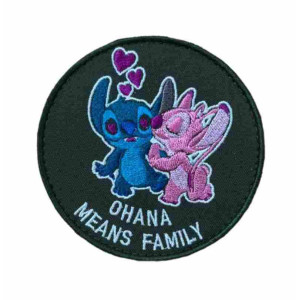 Шеврон вышитый Stitch (Стич): Ohana means family. Шевроны на заказ. Шевроны на липучке (ВШ-877-503)