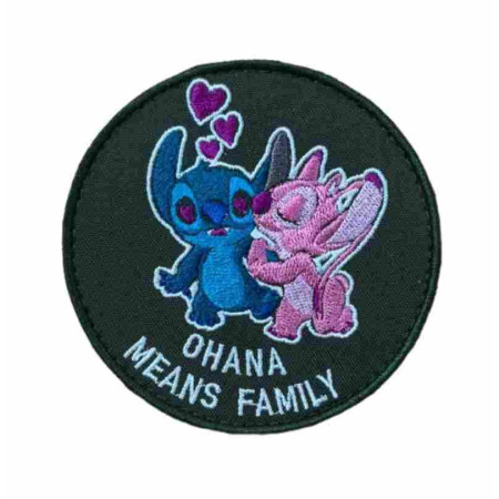Шеврон вышитый Stitch (Стич): Ohana means family. Шевроны на заказ. Шевроны на липучке (ВШ-877-503)