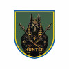 Шеврон с изображением Анубиса и надписью «Hunter» («Охотник»). Шевроны на заказ. Шевроны на липучке (AN-12-231-398)