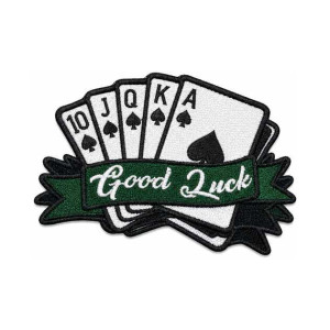 Шеврон вышитый Игральные карты с надписью «Good Luck». Шевроны на заказ. Шевроны на липучке (ВШ-877-547)
