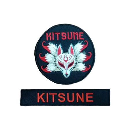 Шеврон вышитый Девятихвостая лиса KITSUNE аниме. Шевроны на заказ. Шевроны на липучке (ВШ-877-553)